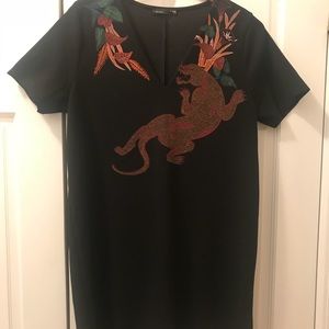H&M Black appliqué dress